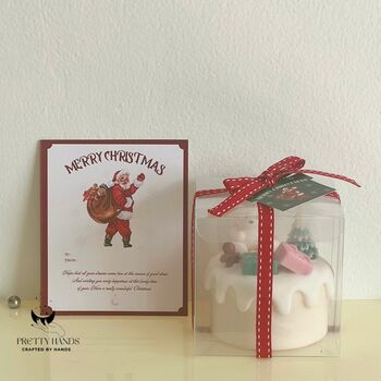 Personalised Gift Box Of Christmas Cake Candle, 4 of 4