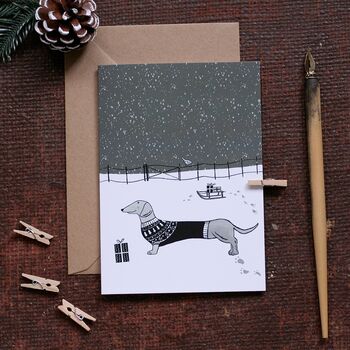 Dog Christmas Card Dachshund, 2 of 3