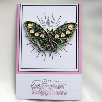 Butterfly Brooch With Green And Pink Floral Elements, 2 of 4