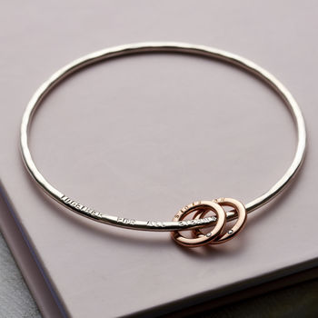 Personalised 9ct Gold And Silver Diamond Circle Bangle, 3 of 9