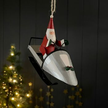 Santa On A Snowmobile Hanging Christmas Decoration, 2 of 3