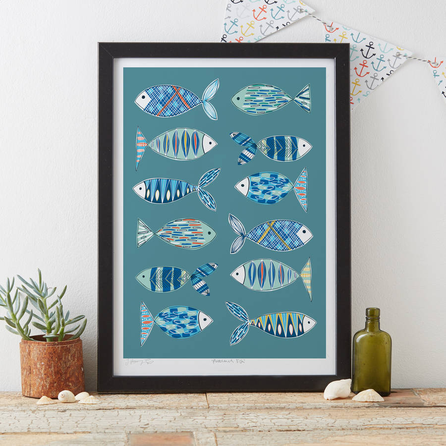 patterned fish art print by jessica hogarth | notonthehighstreet.com