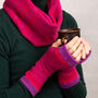 Soft Knitted Fair Isle Mittens Lambswool Pink Natural, thumbnail 2 of 9