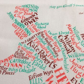 Literary Map Of Wales Tea Towel, 2 of 2