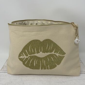 Glitter Lips Print Makeup Bag, 3 of 7