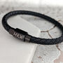 Personalised Mens Black Leather Bracelet With Engraved Initials, thumbnail 1 of 3