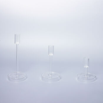 G Decor Set Of Three Scandi Clear Glass Candle Holders, 2 of 5