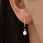 Genuine Freshwater Pearl V Shape Drop Hook Earrings In Sterling Silver, thumbnail 1 of 11