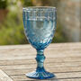 Set Of Four Sapphire Blue Glass Wine Goblets, thumbnail 2 of 7