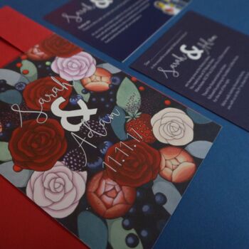 Bespoke Floral Illustrated Wedding Invitations, 5 of 6