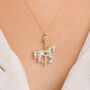 Yellow Gold Plated Moving Carousel Horse Necklace, thumbnail 1 of 11