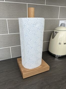 Solid Oak Square Kitchen Roll Holder, 2 of 2