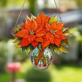 Poinsetta Birth Flower Suncatchers December, 3 of 4