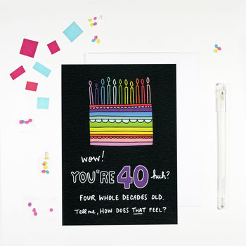 Adult Rainbow Cake Milestone Birthday Cards, 6 of 9