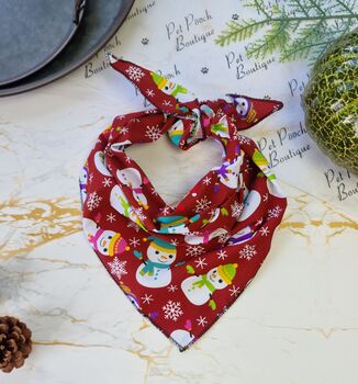Snowflake Snowman Red Christmas Bandana, 3 of 3