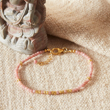 Pink Opal And Gold And Silver Beaded Bracelet, 3 of 11