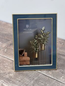 Isaac Jacobs Teal And Gold Tone Border Photo Frame, 2 of 3