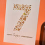 Love Hearts Copper 7th Anniversary Card, thumbnail 2 of 4