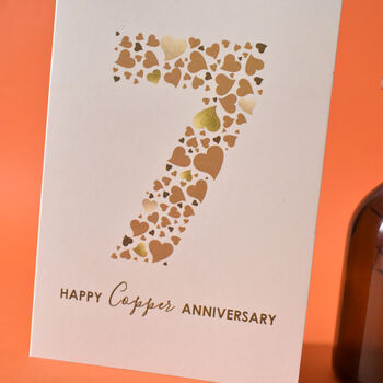 Love Hearts Copper 7th Anniversary Card, 2 of 4
