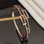 Brass Zircon Rectangle Luxury Wrist Bangle Bracelet, thumbnail 2 of 3