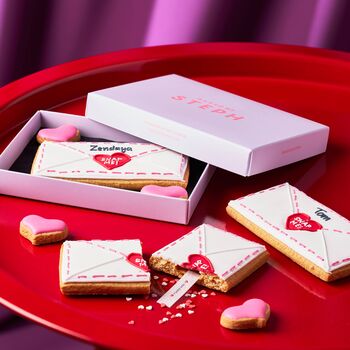 Personalised Secret Love Message Valentine's Letterbox Iced Cookie, 2 of 12