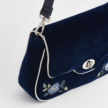 Rose Embroidered Blue Clutch, 8 of 9