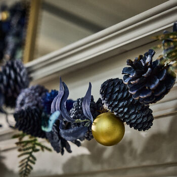 Pre Lit Blue Christmas Pinecone Garland, 3 of 3