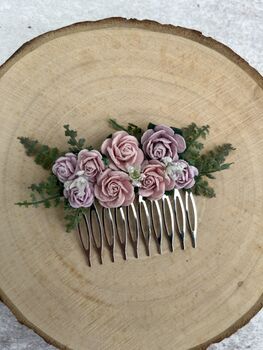 Pale Pink And Lilac Flower Hair Comb, 3 of 5