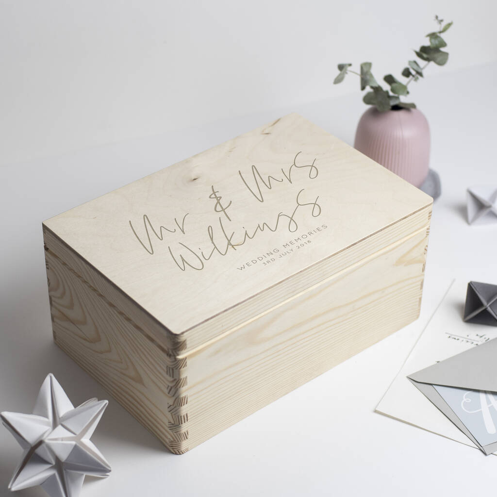 Personalised Wedding Memories Engraved Wooden Box, 1 of 2