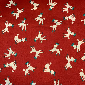 Red Poodle Print Silky Scarf, 3 of 4