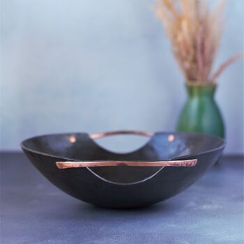 Personalised Steel Bowl With Elegant Copper Handles 11th Anniversary, 5 of 9