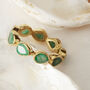 Emerald Teardrop Gold Plated Silver Eternity Ring, thumbnail 1 of 6