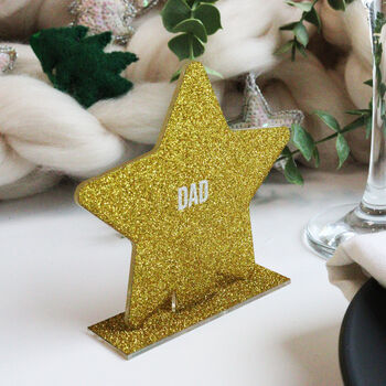 Personalised Gold Glitter Star Christmas Place Setting, 2 of 6