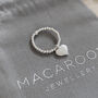 Sterling Silver Beaded Heart Charm Ring, thumbnail 1 of 5