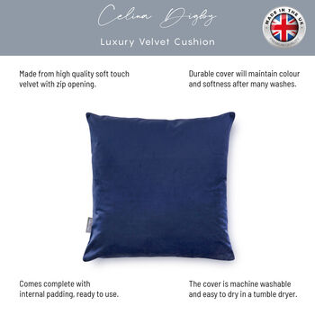 Luxury Super Soft Velvet Cushion Royal Blue, 3 of 5