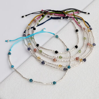 Sterling Silver Delicate Gemstone Friendship Bracelet, 11 of 12