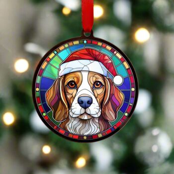 Beagle In Santa Hat Suncatcher Decoration, 4 of 6