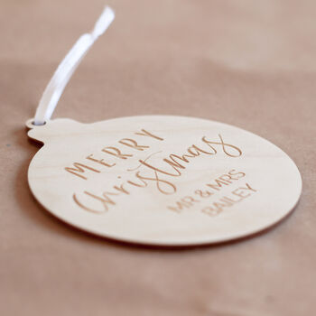 Personalised Engraved Mr And Mrs Christmas Bauble, 4 of 4