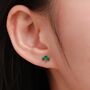Shamrock Leaf Enamel Stud Earrings In Sterling Silver, thumbnail 3 of 11