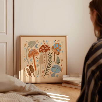 Mushroom Print, Fungi In Orange Colours, 3 of 6