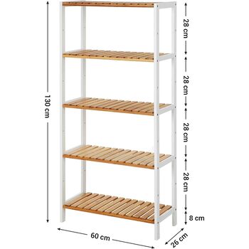 Five Tier Bathroom Storage Shelves Bamboo Rack, 8 of 8