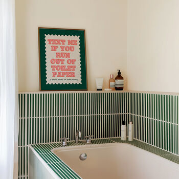 Text Me Funny Bathroom Wall Art Print, 6 of 9