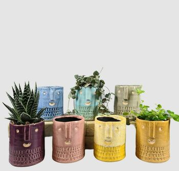 'Hettie' Handmade Ceramic Planter Plant Pot Face Pot, 3 of 12