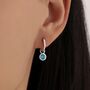 March Birthstone Aquamarine Blue Cz Hoop Earrings In Sterling Silver, thumbnail 1 of 12
