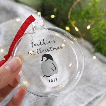 Baby's First Christmas Penguin Glass Bauble, 5 of 8
