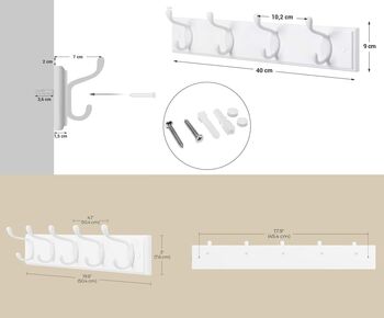 Wall Mounted Coat Rack With Double Metal Hooks, 9 of 10