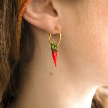 Chilli Charm Hoop Earrings, 4 of 5