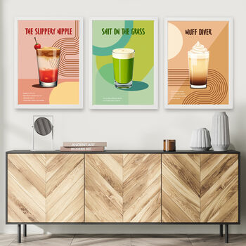 The 'Dirty Cocktail Club' Set Of Three Wall Prints, 5 of 7