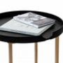 Oak Circular Side Table With Black Removable Tray, thumbnail 2 of 5