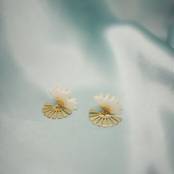 Daisy Sunset Pressed Flower Sterling Silver Studs, 6 of 12